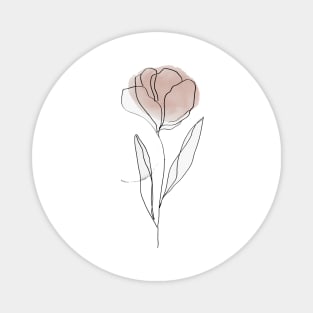 One Line Flower Botanical  Abstract Magnet